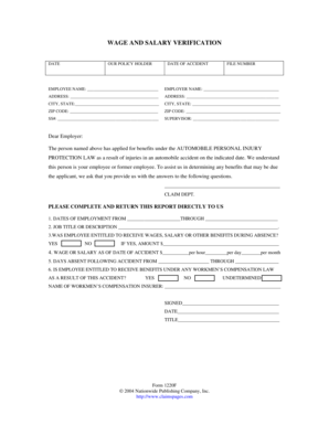 Wage and Salary Verification Form