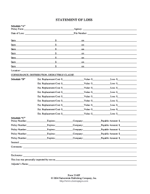 Statement of Loss Form