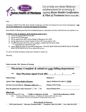 Home Health Certification and Plan of Treatment