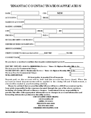 Tenant Account Activation Application