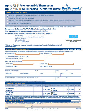 GasNetworks Thermostat Rebate Form