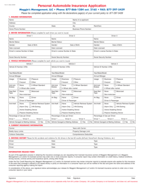 Personal Automobile Insurance Application