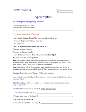 Apostrophes Worksheet