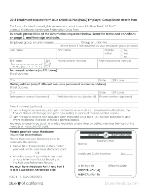 Blue Shield 65 Plus Medicare Advantage Enrollment Form