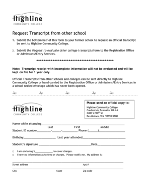 Request Transcript from Other School