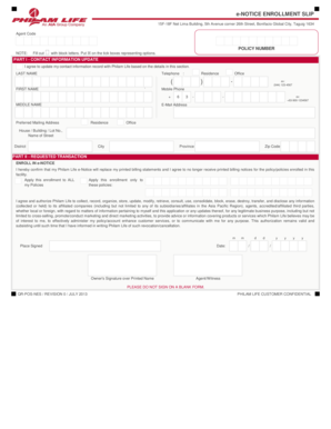 Philam Life e-Notice Enrollment Form