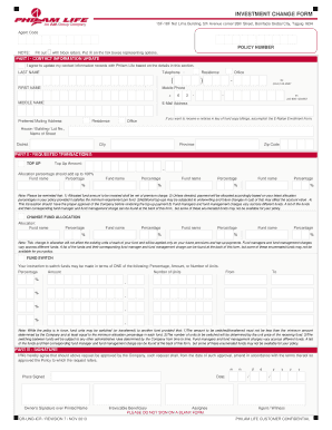 Philam Life Investment Change Form