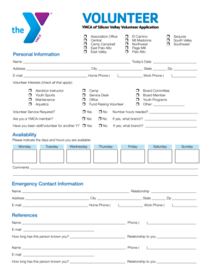 YMCA of Silicon Valley Volunteer Application