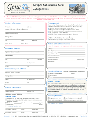 GeneDx Cytogenetics Sample Submission Form