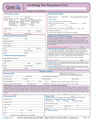 Cardiology Genetic Test Requisition Form