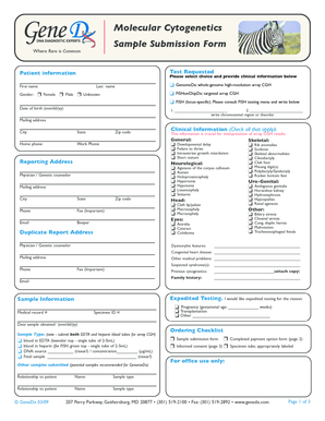 Molecular Cytogenetics Sample Submission Form
