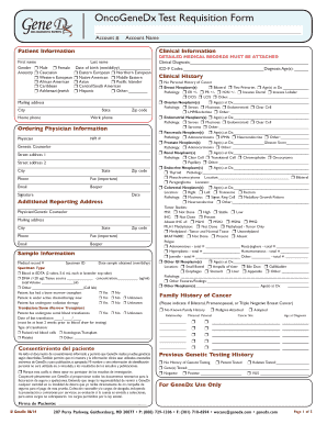 OncoGeneDx Hereditary Cancer Test Requisition Form