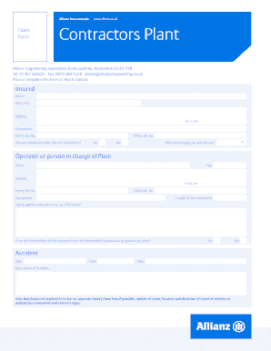 Allianz Insurance Plant Claim Form