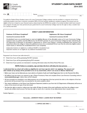 Student Loan Data Sheet