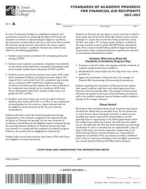 Standards of Academic Progress for Financial Aid Recipients