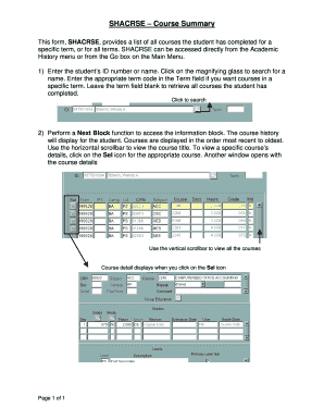 SHACRSE Course Summary Form