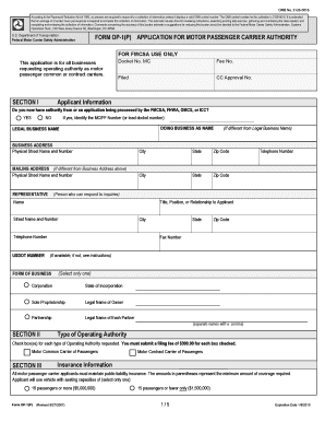 INSTRUCTIONS FOR FORM OP-1 APPLICATION FOR MOTOR ...