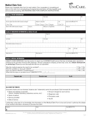 Medical Claim Form - UniCare