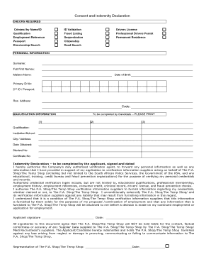 Consent and Indemnity Declaration Form