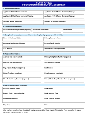 South Africa Independent Distributor Agreement