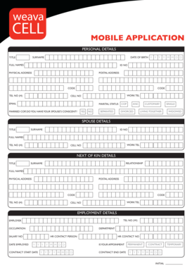Weava Cell Mobile Application Form