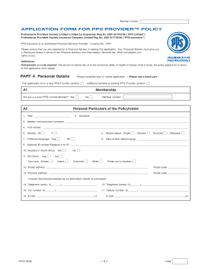 PPS Provider Policy Application Form