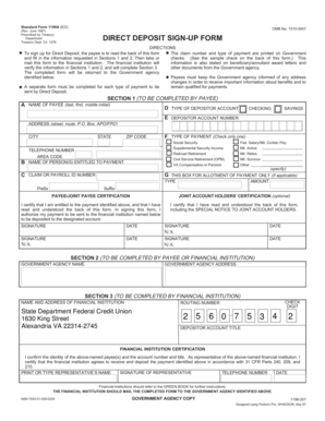 US Treasury Direct Deposit Sign-Up Form