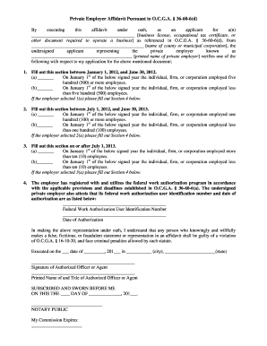 Private Employer Affidavit Pursuant to O.C.G.A. § 36-60-6(d)