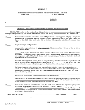 Order on Application for Indigent Status of Prisoner Litigant