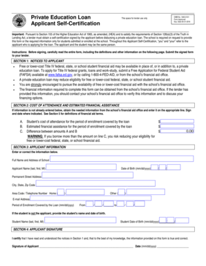 Private Education Loan Applicant Self-Certification