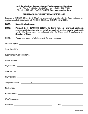 North Carolina CPA Firm Registration Form