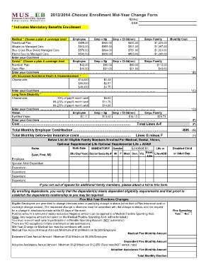 2013/2014 Choices Enrollment Mid-Year Change Form