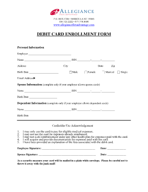 Debit Card Enrollment Form