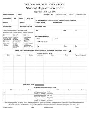 College Student Registration Form