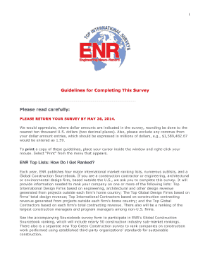 ENR Survey Guidelines. Submission and Release form