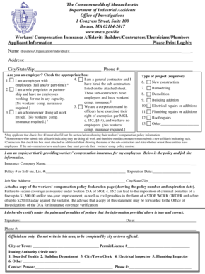 Workers’ Compensation Insurance Affidavit