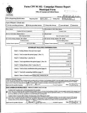 Massachusetts Campaign Finance Report