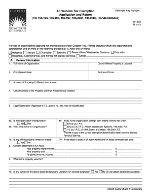 Florida Ad Valorem Tax Exemption Application