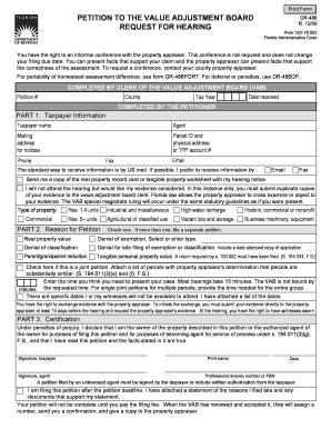 Florida DR-486 Petition to Value Adjustment Board