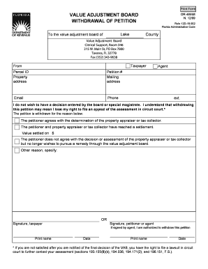 Florida Value Adjustment Board Withdrawal Form