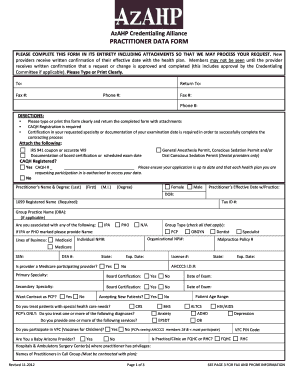 Practitioner Data Form