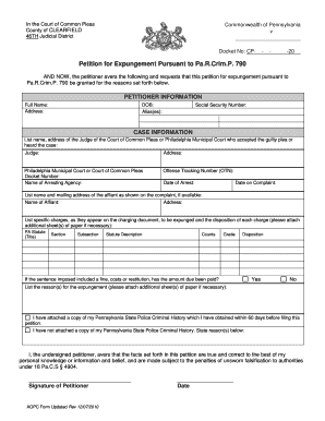 Petition for Expungement