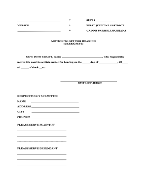 Motion to Set for Hearing