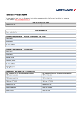 Taxi Reservation Form