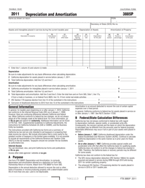 California Depreciation and Amortization Form 3885P