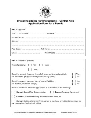 Bristol Residents Parking Permit Application