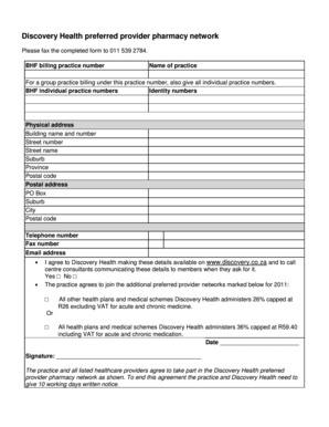 Discovery Health Preferred Provider Pharmacy Network Agreement