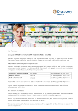 Discovery Health Medicine Rates 2012