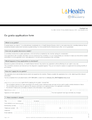 LA Health Ex Gratia Application Form