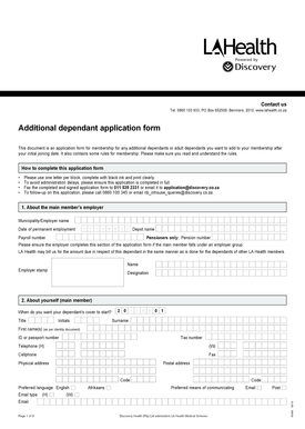 Additional Dependant Application Form